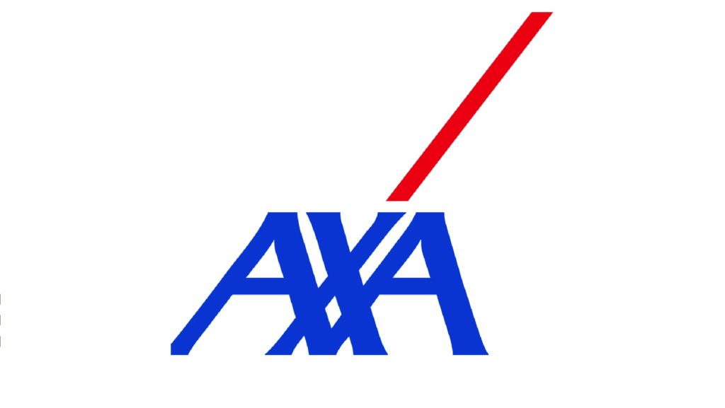 trait rouge en haut et "axa" écrit de couleur bleu juste en bas